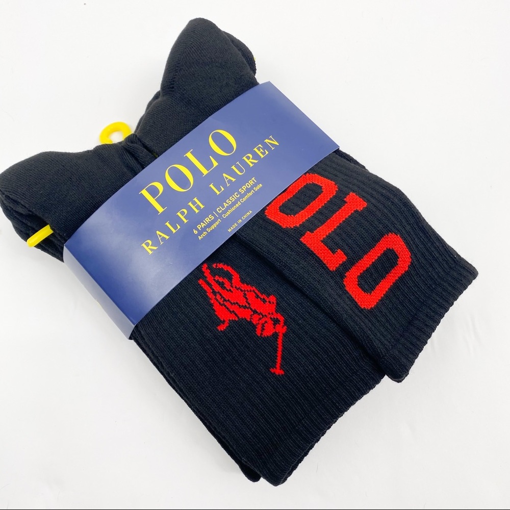 Polo Ralph Lauren 6 Classic Sport Socks- Dual Logo